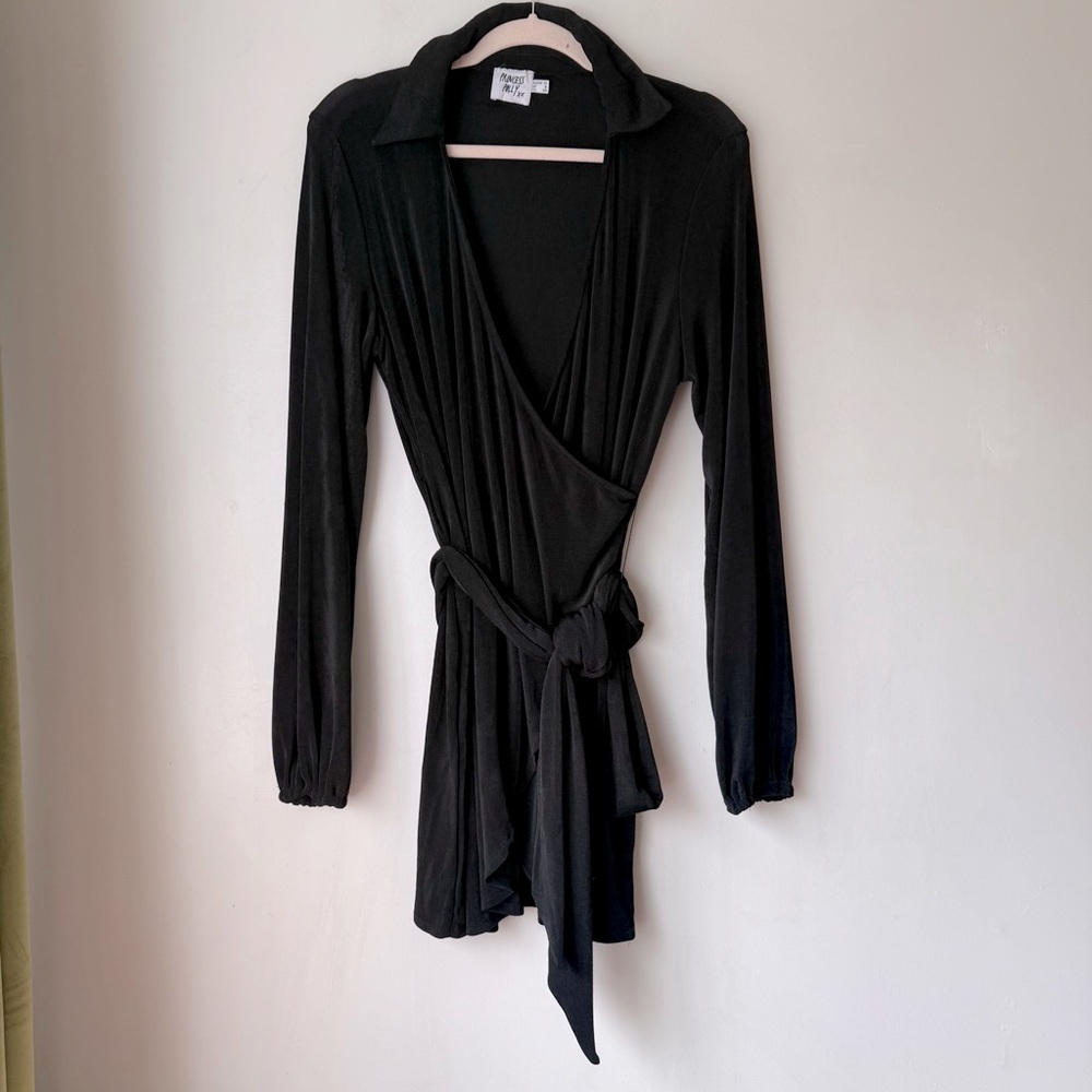 Princess Polly Black Party Time Wrap Mini Dress 6